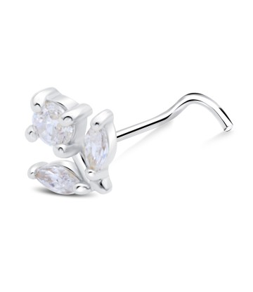Flower Silver Curved Nose Stud NSKB-1901